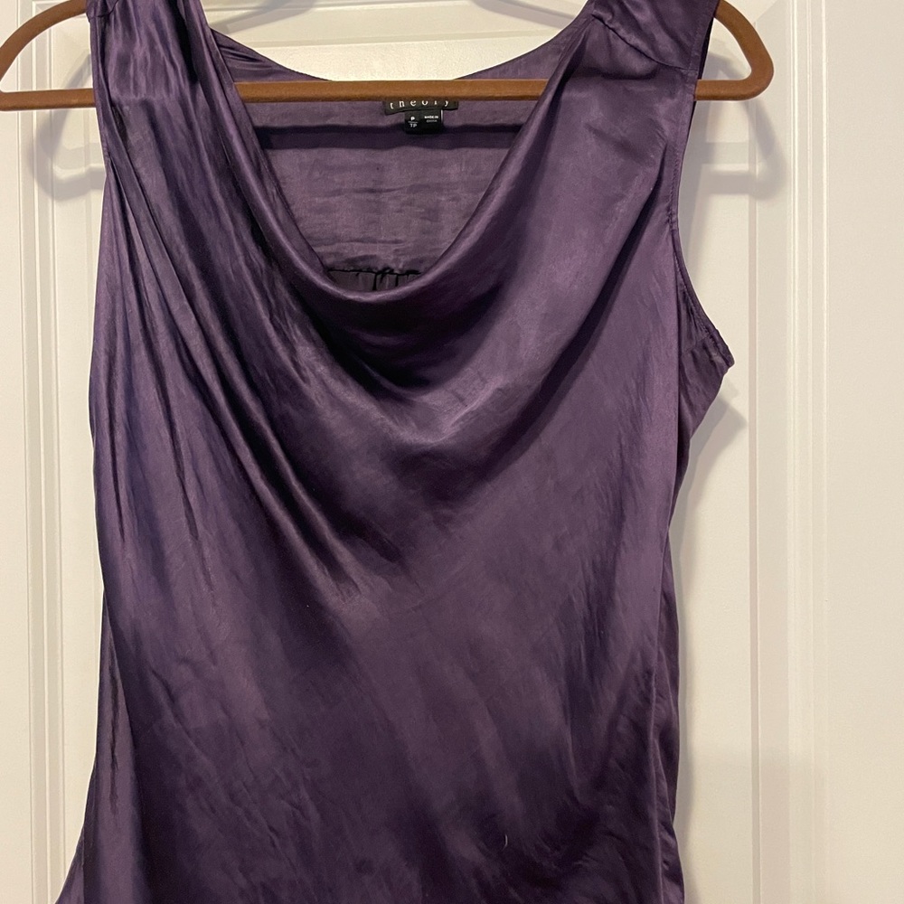 Theory Silk Blouse in Purple - Size P